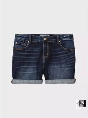 Dark Wash Denim Roll-Cuff Women’s Shorts